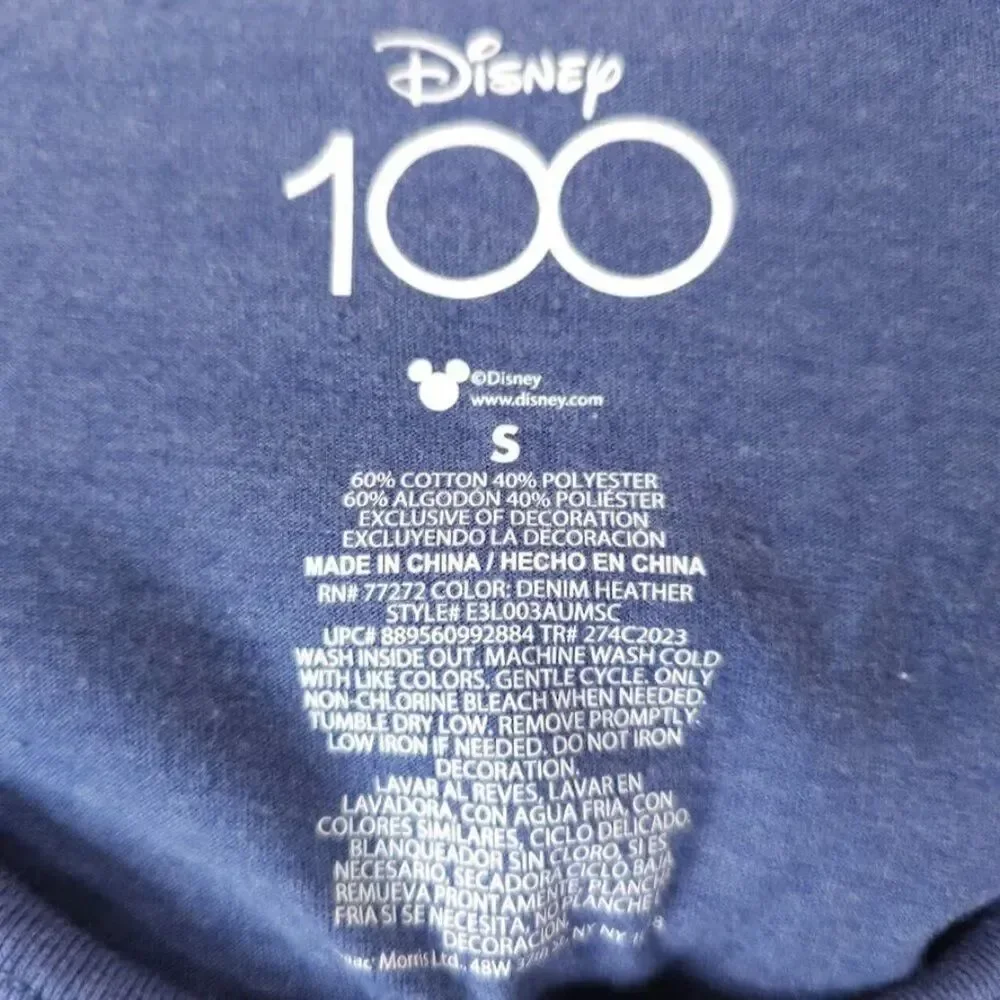 Mickey Mouse T Shirt Mens Size Small Blue Disney 100 Years OVERSIZED Fit